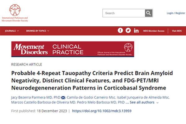 Leia mais sobre o artigo Probable 4-Repeat Tauopathy Criteria Predict Brain Amyloid Negativity, Distinct Clinical Features, and FDG-PET/MRI Neurodegeneneration Patterns in Corticobasal Syndrome